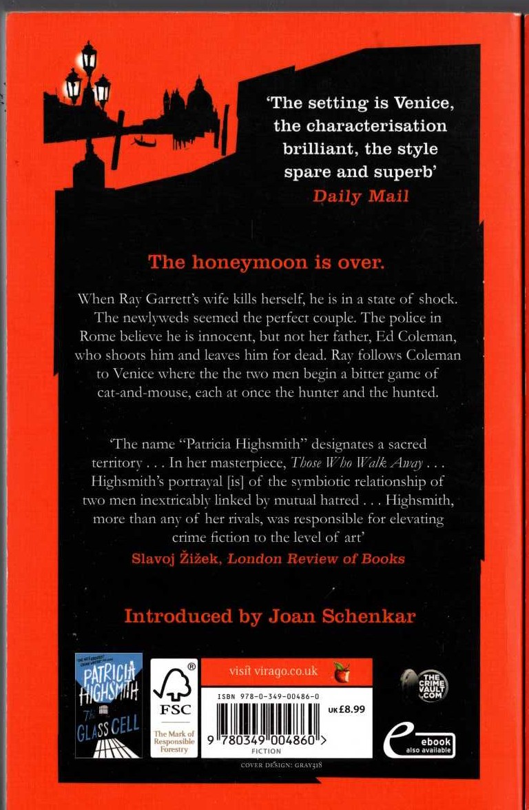 Patricia Highsmith  THOSE WHO WALK AWAY magnified rear book cover image