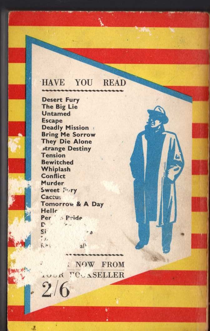 Hank Janson  DESERT FURY magnified rear book cover image