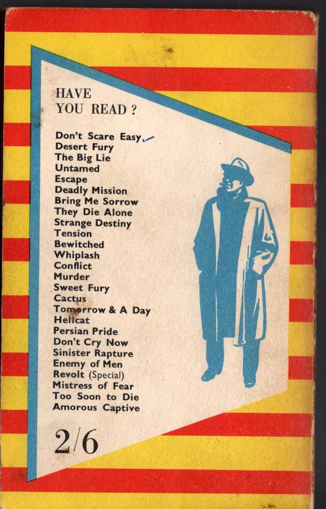 Hank Janson  TOO SOON TO DIE magnified rear book cover image