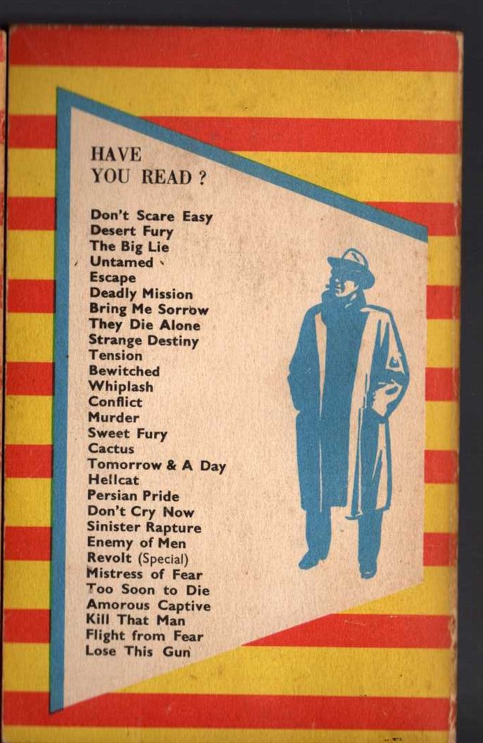 Hank Janson  FLIGHT FROM FEAR magnified rear book cover image