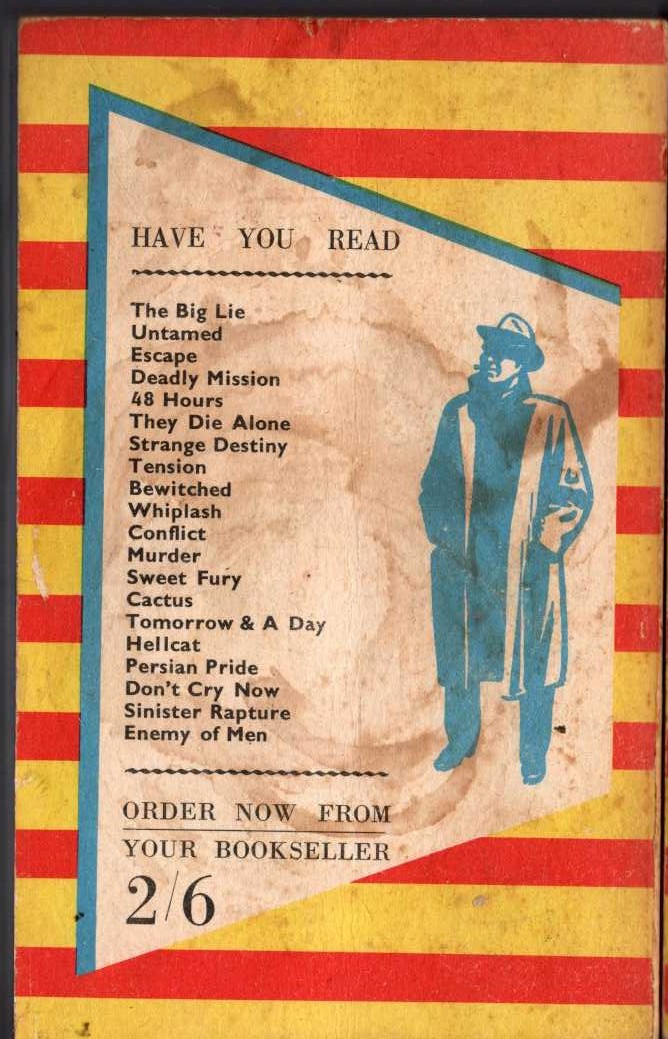 Hank Janson  SINISTER RAPTURE magnified rear book cover image