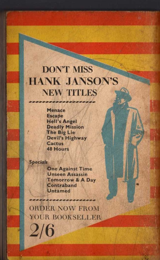 Hank Janson  CACTUS magnified rear book cover image