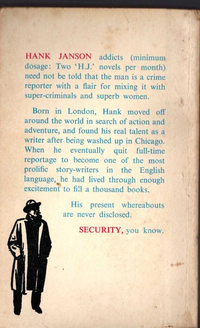 Hank Janson  LATE NIGHT REVEL magnified rear book cover image