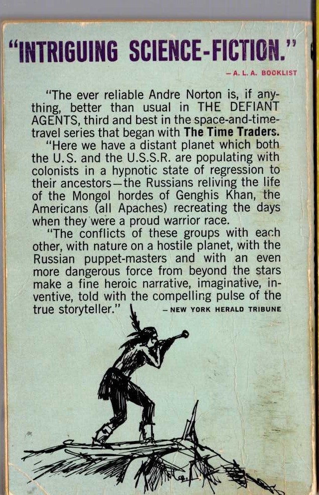 Andre Norton  THE DEFIANT AGENTS magnified rear book cover image