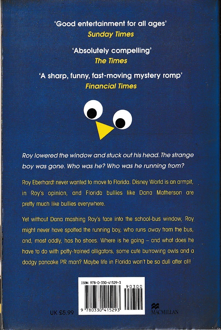 Carl Hiaasen  HOOT magnified rear book cover image