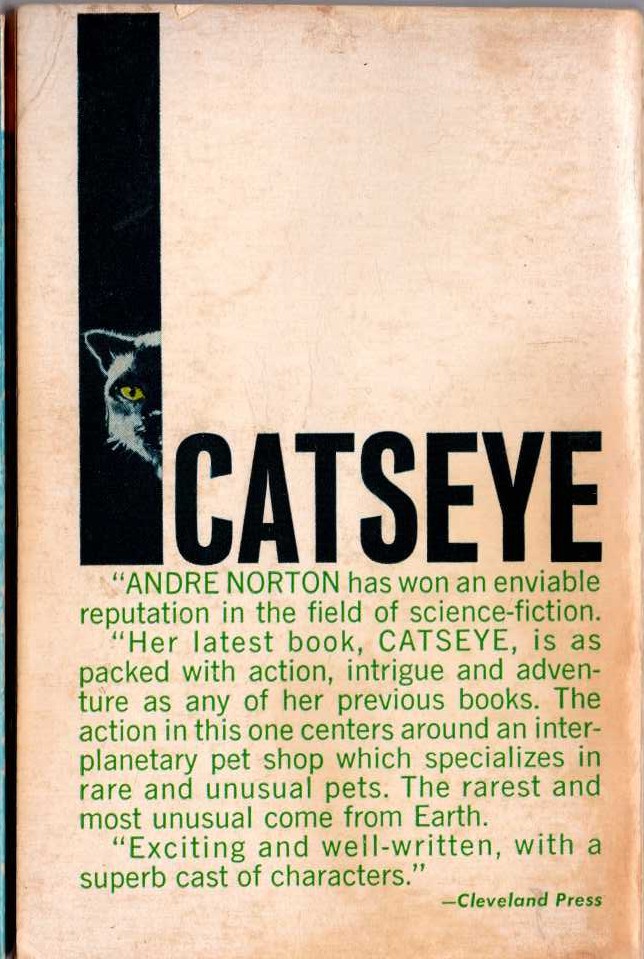 Andre Norton  CATSEYE magnified rear book cover image