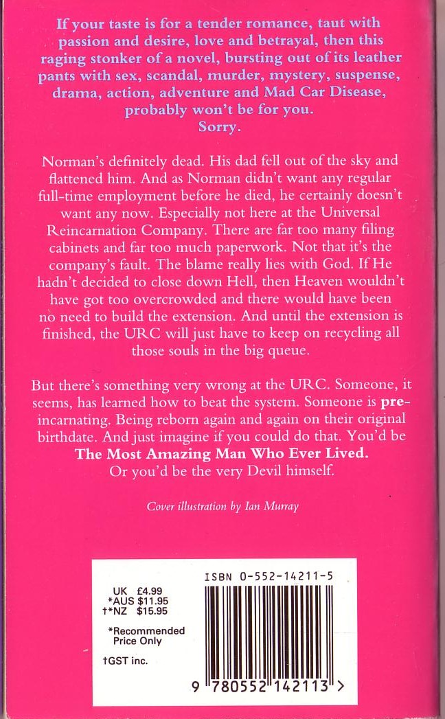 Robert Rankin  THE MOST AMAZING MAN WHO EVER LIVED magnified rear book cover image