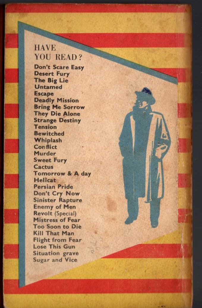 Hank Janson  HATE magnified rear book cover image