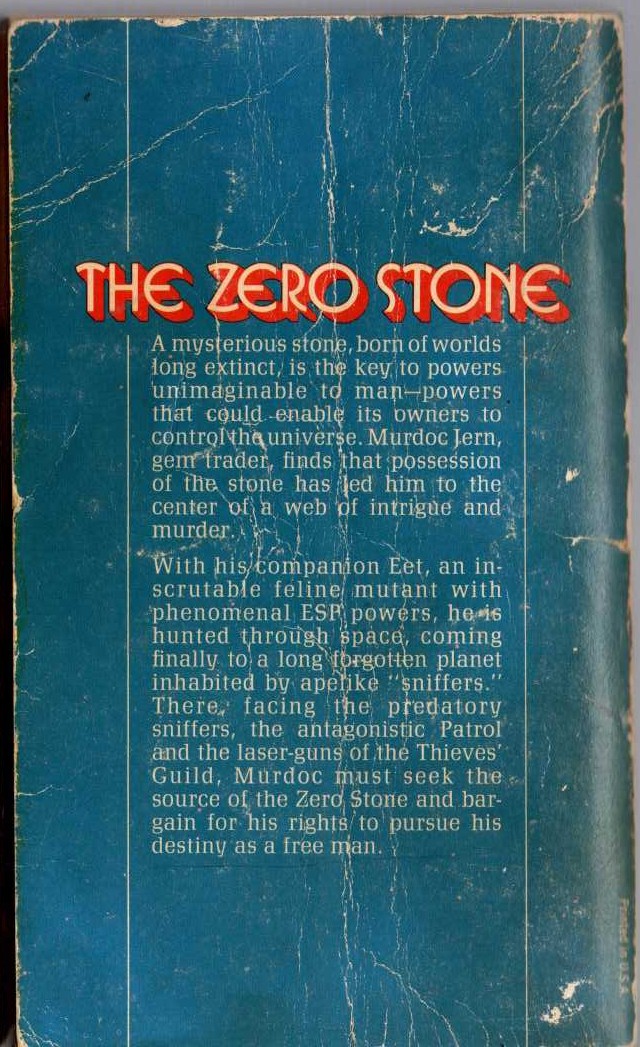 Andre Norton  THE ZERO STONE magnified rear book cover image