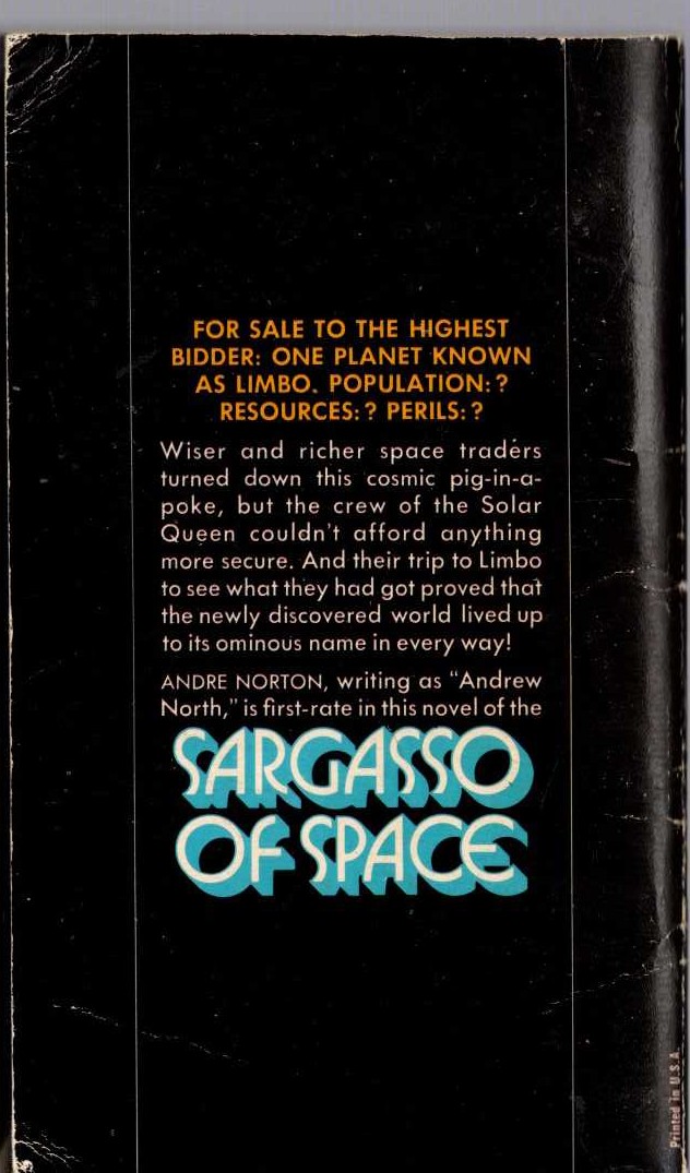 Andre Norton  KEY OUT OF TIME magnified rear book cover image