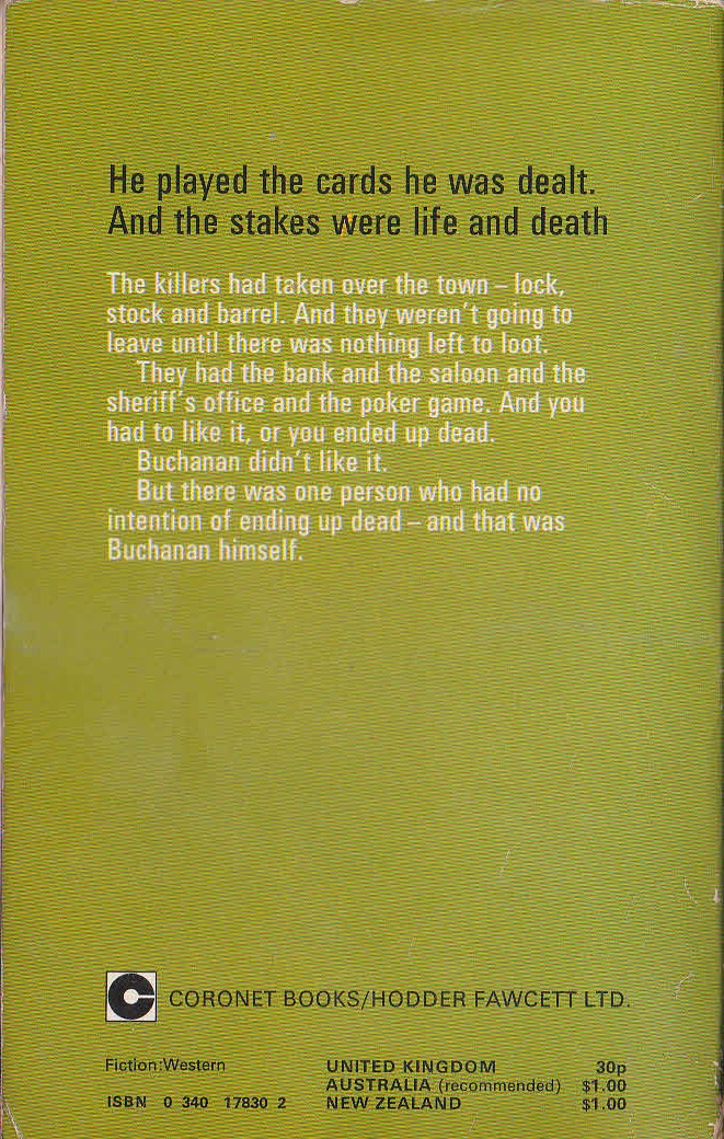 Jonas Ward  BUCHANAN'S GAMBLE magnified rear book cover image