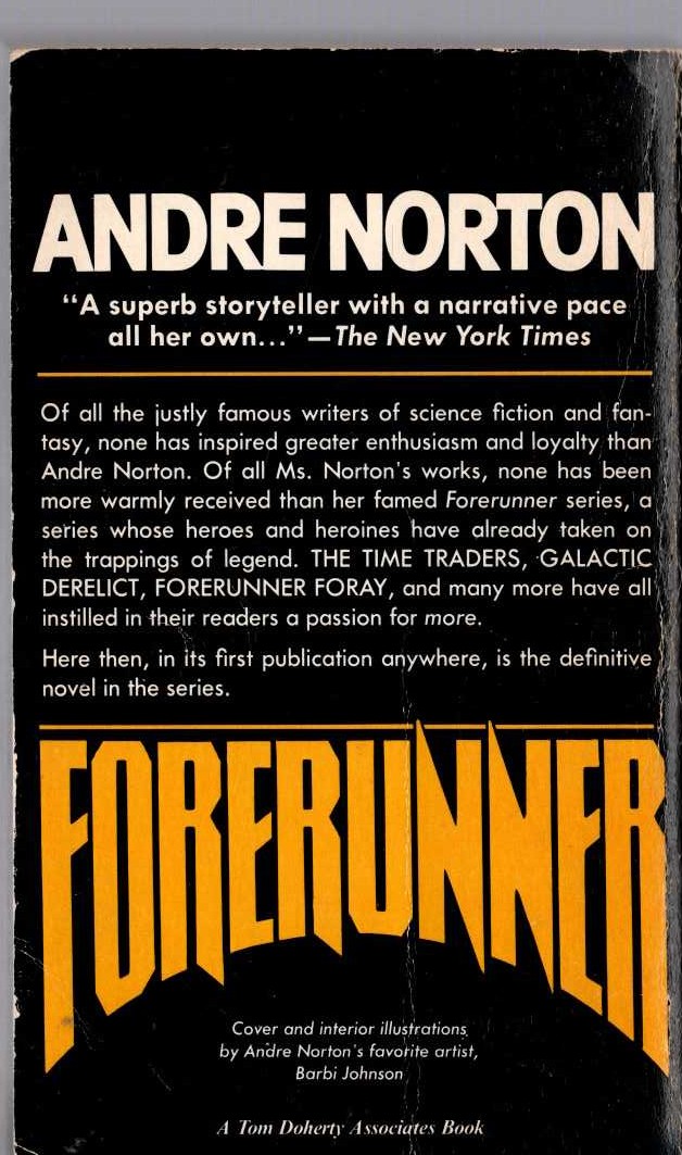 Andre Norton  FORERUNNER magnified rear book cover image