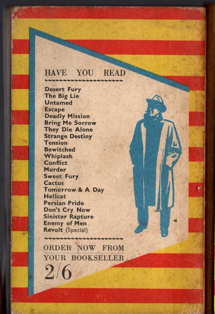 Hank Janson  DESERT FURY magnified rear book cover image