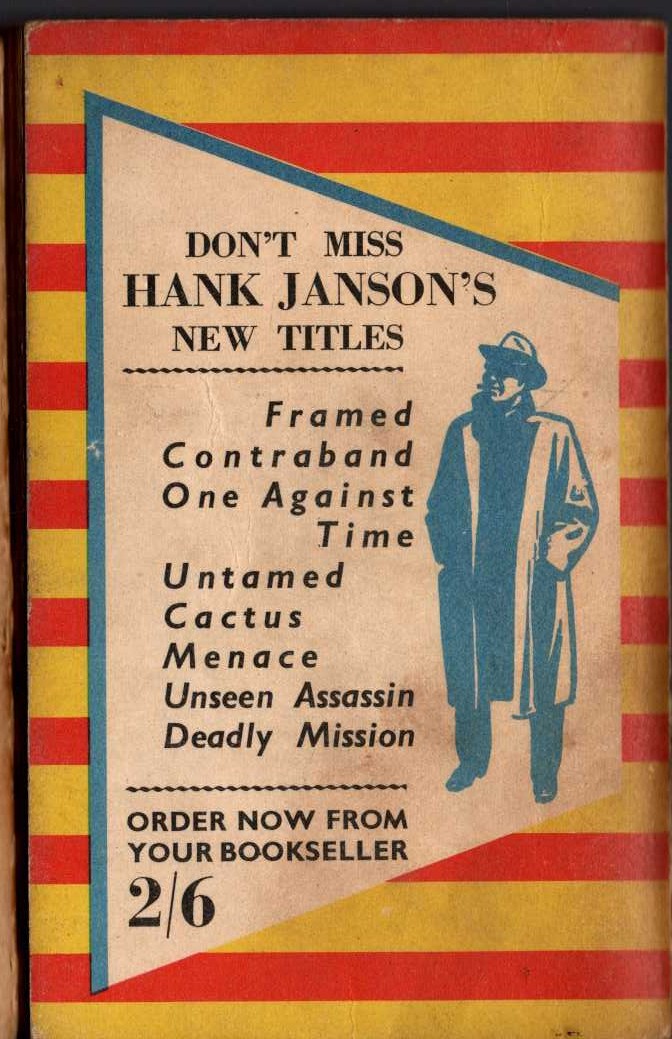 Hank Janson  TOMORROW AND A DAY magnified rear book cover image