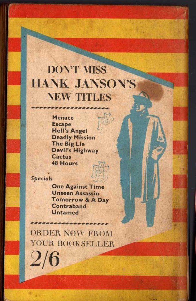 Hank Janson  THE BIG LIE magnified rear book cover image