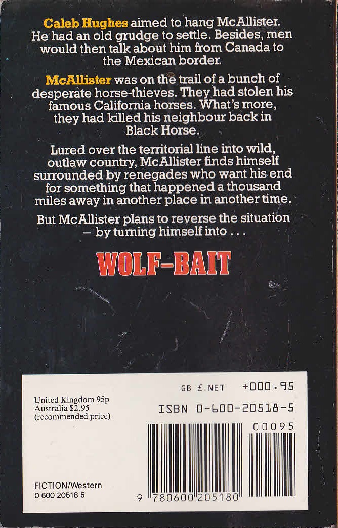 Matt Chisholm  McALLISTER - WOLF-BAIT magnified rear book cover image