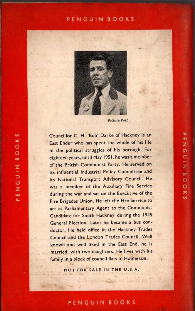 Bob Darke  THE COMMUNIST TECHNIQUE IN BRITAIN magnified rear book cover image