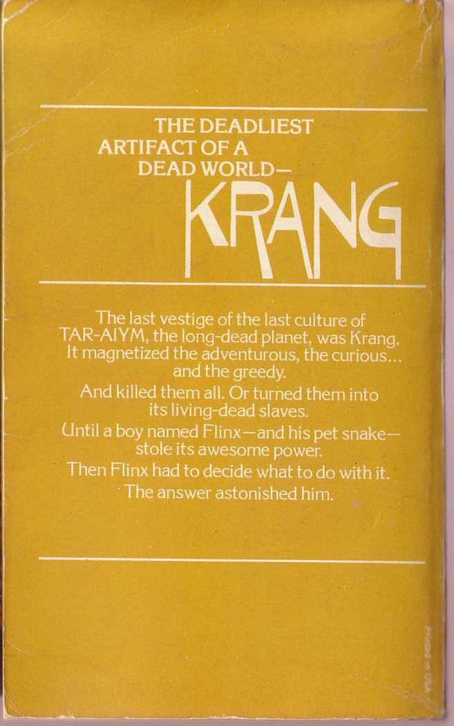 Alan Dean Foster  THE TAR-AIYM KRANG magnified rear book cover image