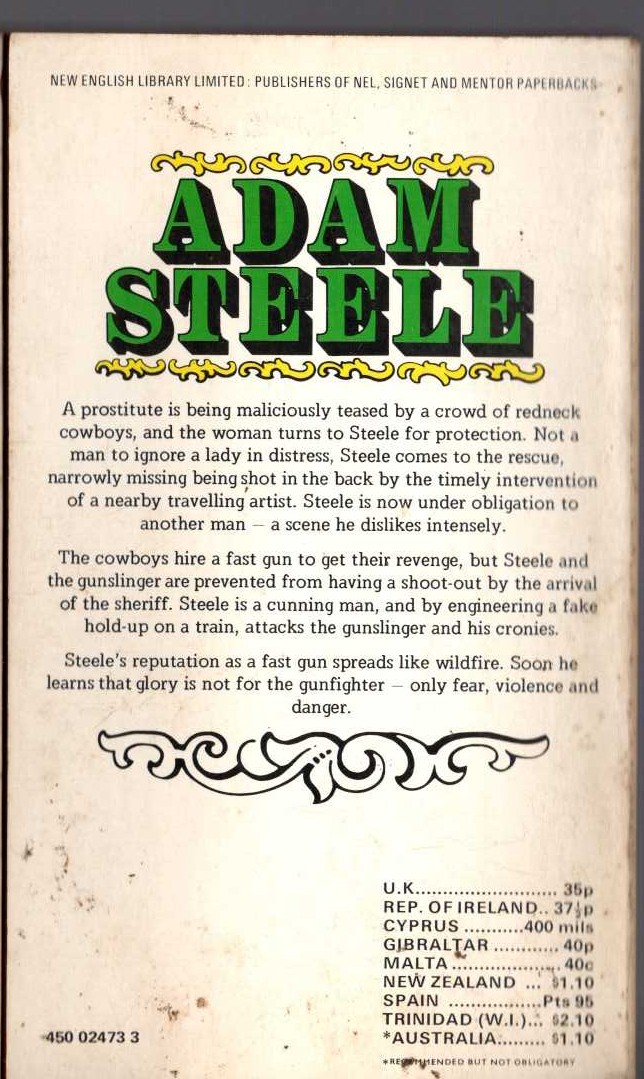 George G. Gilman  ADAM STEELE 6: THE KILLING ART magnified rear book cover image