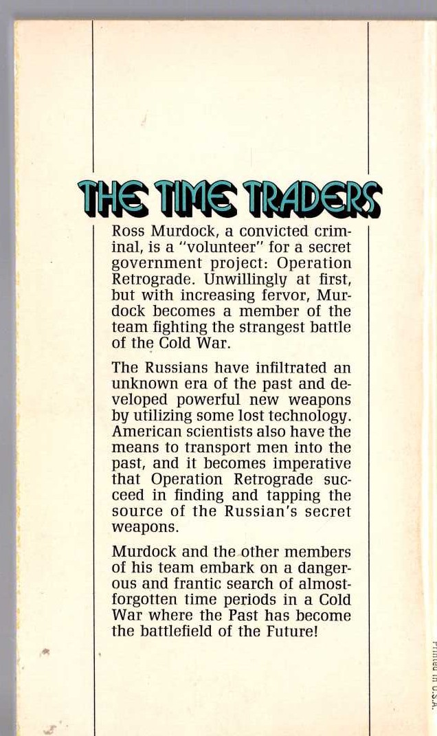 Andre Norton  THE TIME TRADERS magnified rear book cover image