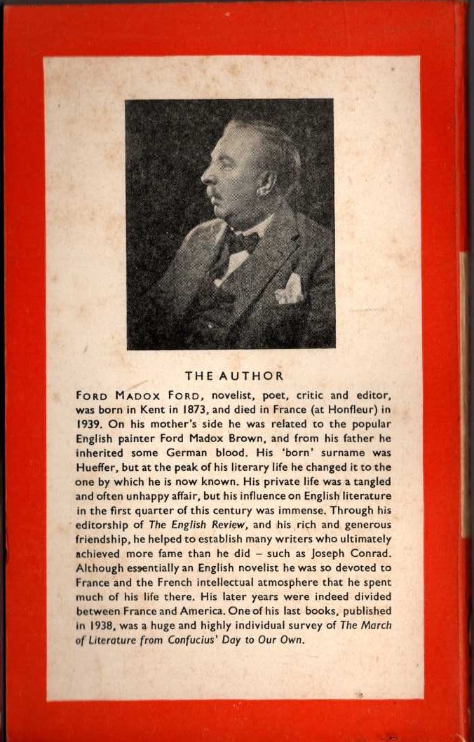 Ford Madox Ford  A MAN COULD STAND UP magnified rear book cover image