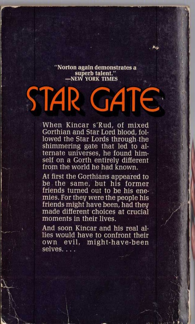 Andre Norton  STAR GATE magnified rear book cover image