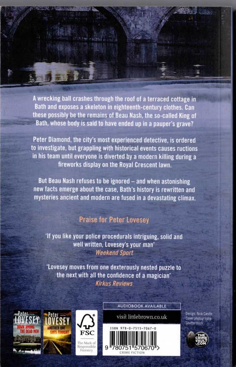Peter Lovesey  BEAU DEATH magnified rear book cover image
