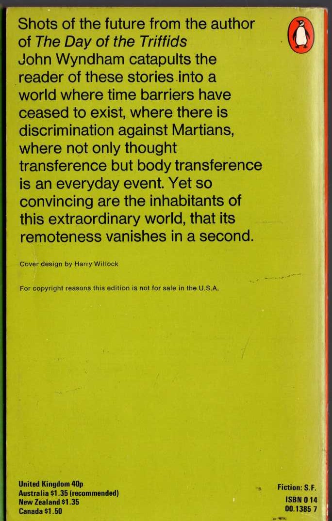 John Wyndham  THE SEEDS OF TIME magnified rear book cover image