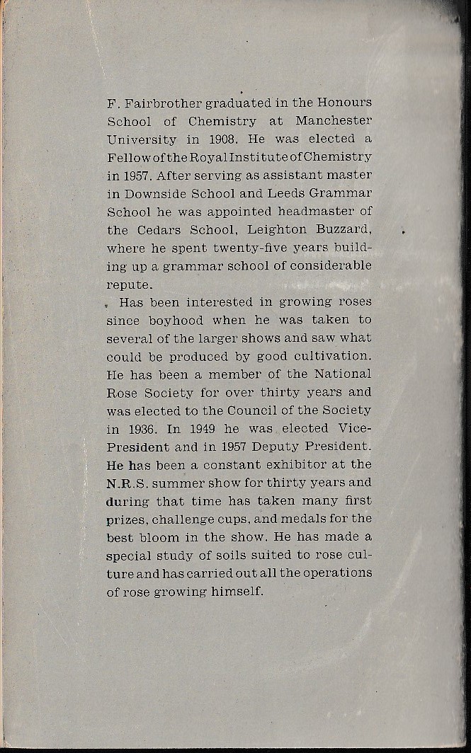 F. Fairbrother  ROSES magnified rear book cover image