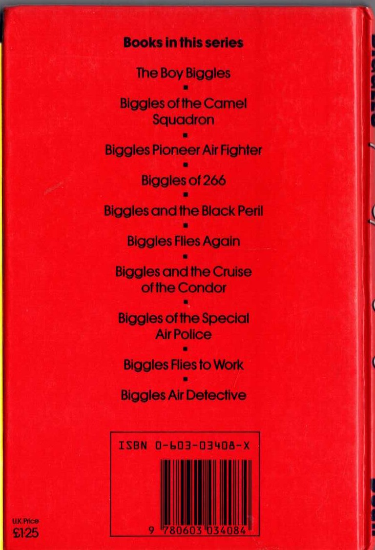 BIGGLES OF THE SPECIAL AIR POLICE magnified rear book cover image