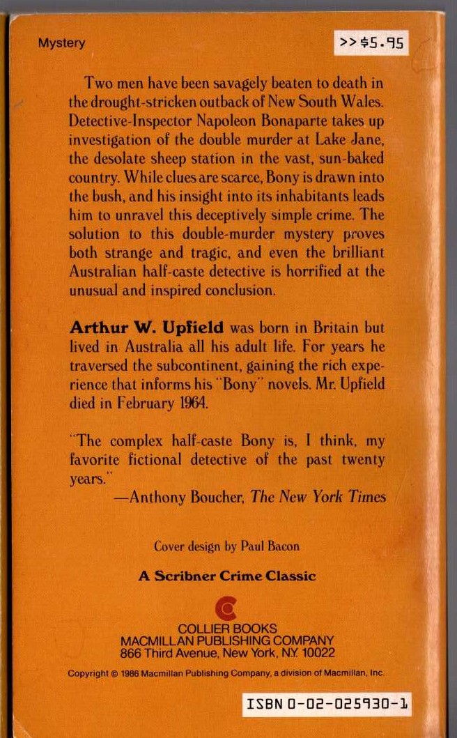 Arthur Upfield  THE TORN BRANCH magnified rear book cover image