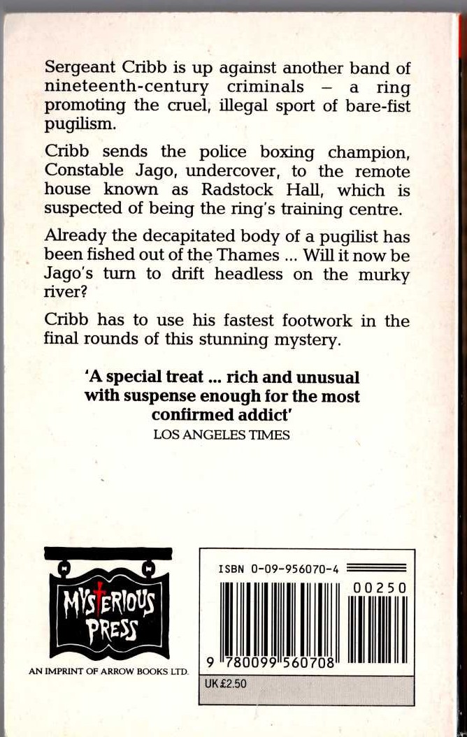 Peter Lovesey  THE DETECTIVE WORE SILK DRAWERS magnified rear book cover image