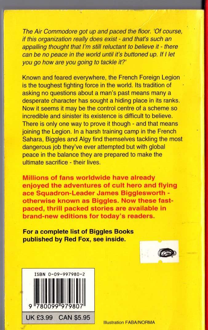 Captain W.E. Johns  BIGGLES FOREIGN LEGIONNAIRE magnified rear book cover image
