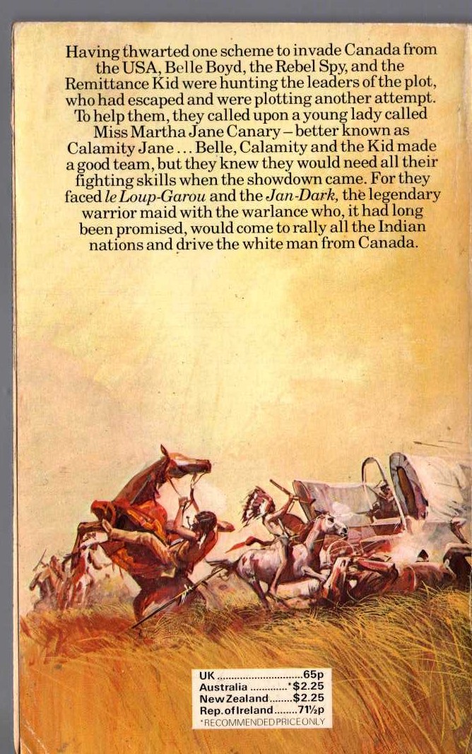 J.T. Edson  THE WHIP AND THE WARLANCE magnified rear book cover image