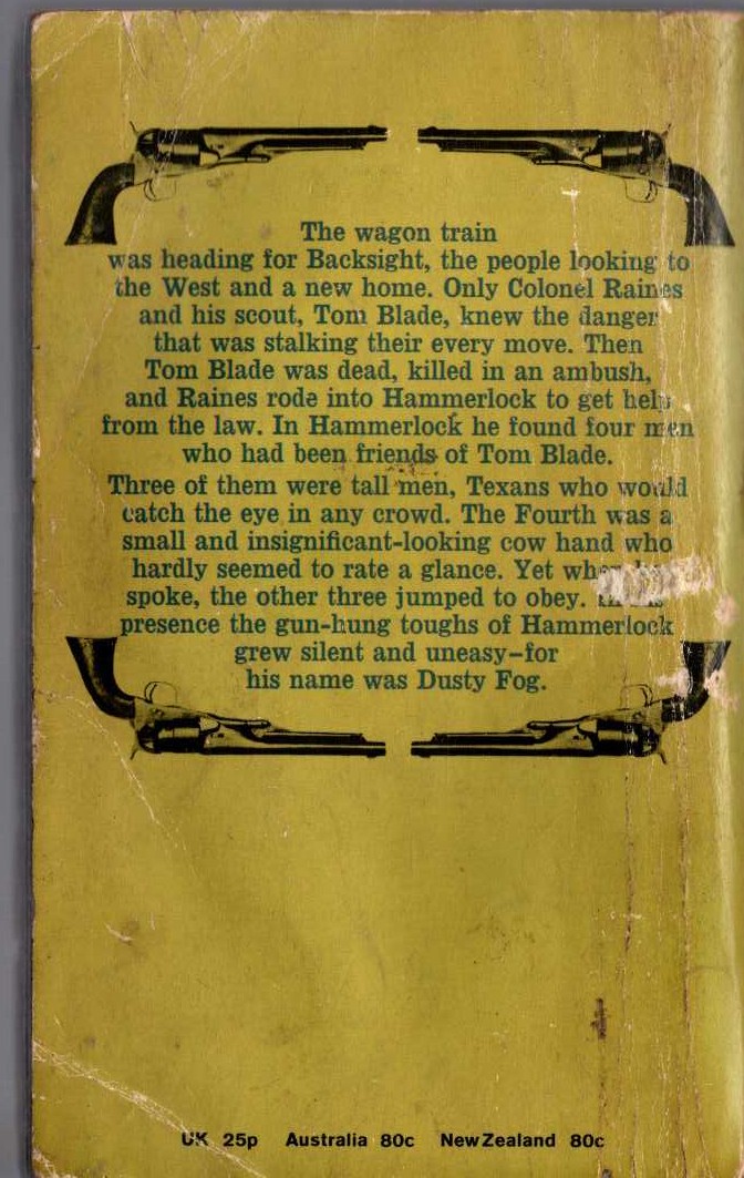 J.T. Edson  WAGONS TO BACKSIGHT magnified rear book cover image