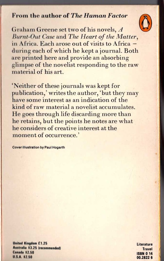 Graham Greene  IN SEARCH OF CHARACTER magnified rear book cover image
