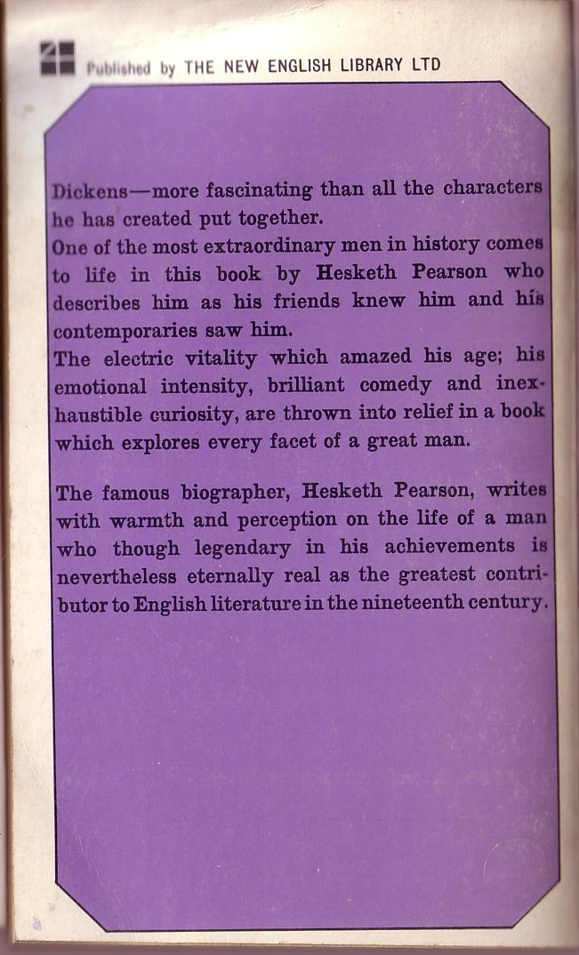 (Hesketh Pearson) DICKENS magnified rear book cover image
