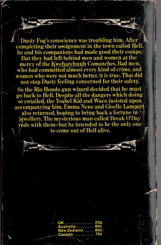 J.T. Edson  GO BACK TO HELL magnified rear book cover image
