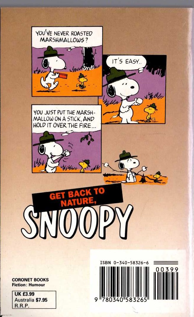 Charles M. Schulz  GET BACK TO NATURE, SNOOPY magnified rear book cover image
