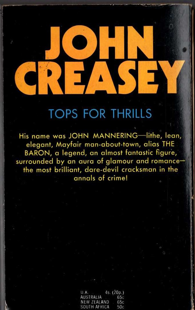 Anthony Morton  REWARD FOR THE BARON magnified rear book cover image