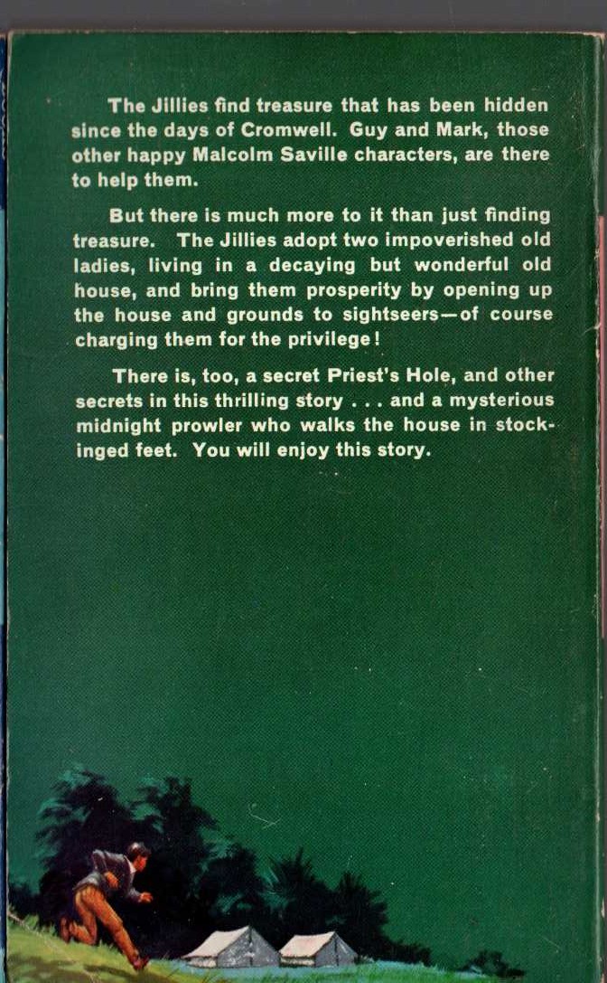 Malcolm Saville  THE AMBERMERE TREASURE magnified rear book cover image