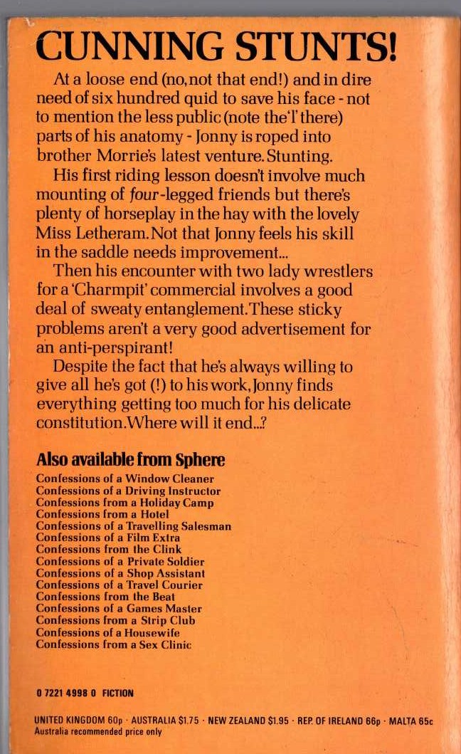 Jonathan May  CONFESSIONS OF A STUNTMAN magnified rear book cover image