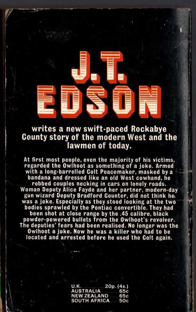 J.T. Edson  THE OWLHOOT magnified rear book cover image