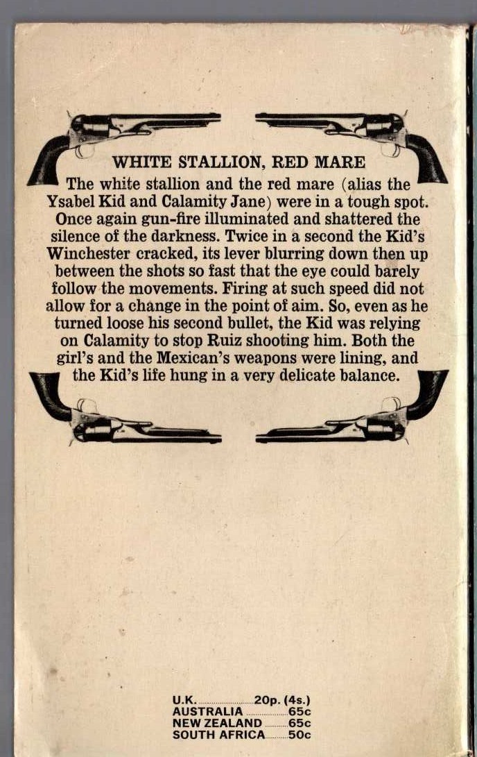 J.T. Edson  WHITE STALLION, RED MARE magnified rear book cover image