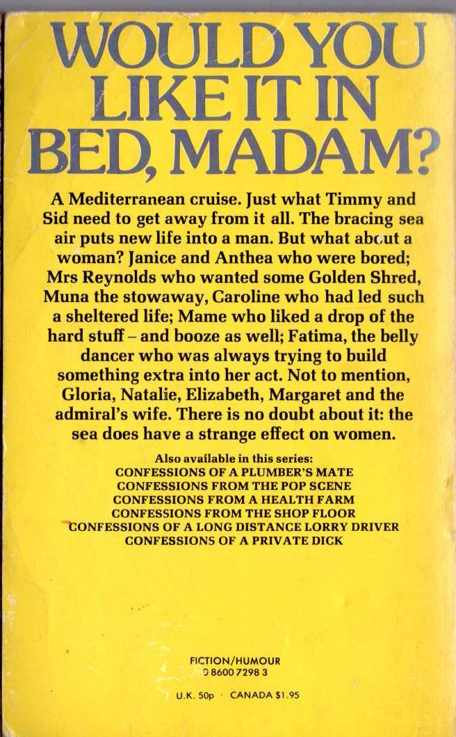 Timothy Lea  CONFESSIONS FROM A LUXURY LINER magnified rear book cover image