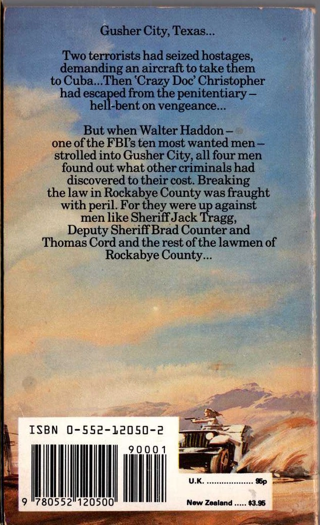 J.T. Edson  THE LAWMEN OF ROCKABYE COUNTY magnified rear book cover image