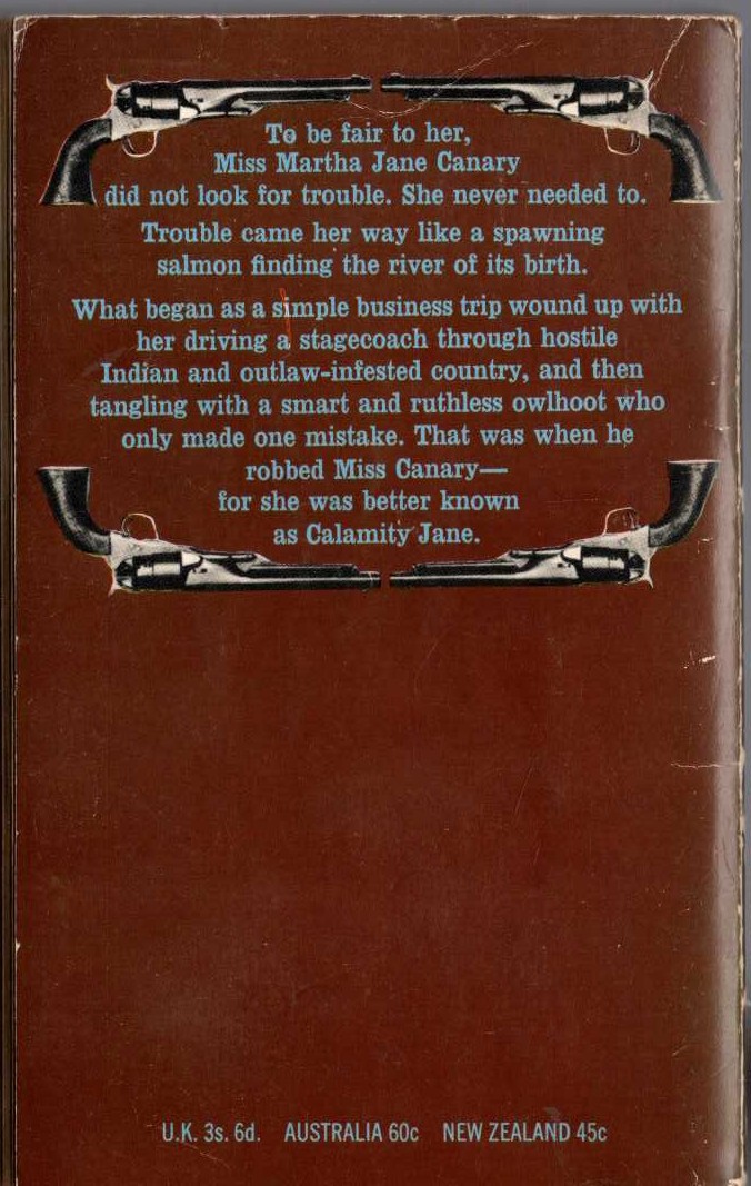 J.T. Edson  CALAMITY SPELLS TROUBLE magnified rear book cover image