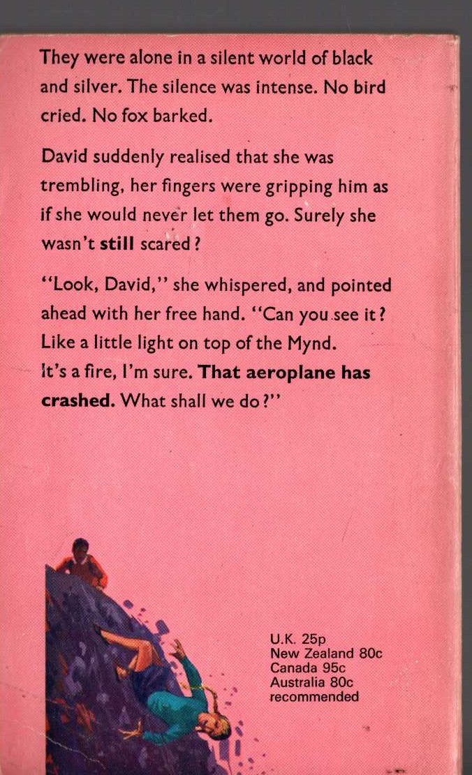 Malcolm Saville  THE NEGLECTED MOUNTAIN magnified rear book cover image