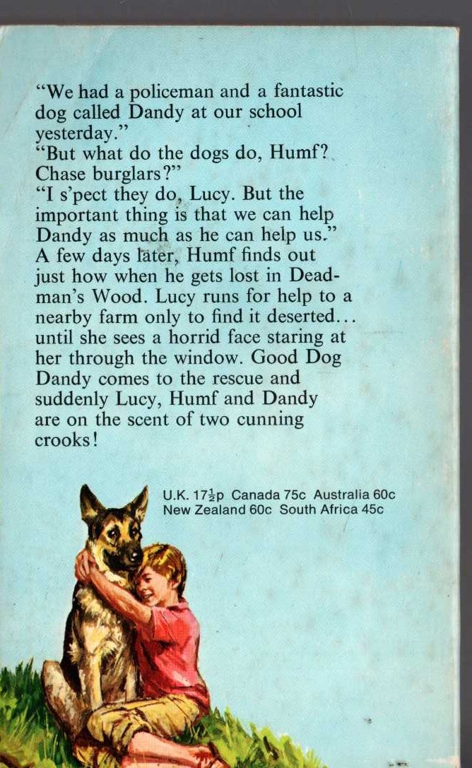 Malcolm Saville  GOOD DOG DANDY magnified rear book cover image