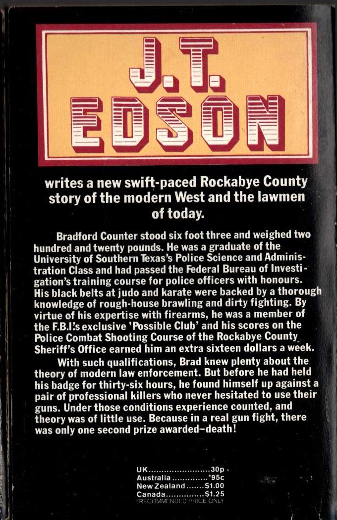 J.T. Edson  THE SIXTEEN-DOLLAR SHOOTER magnified rear book cover image